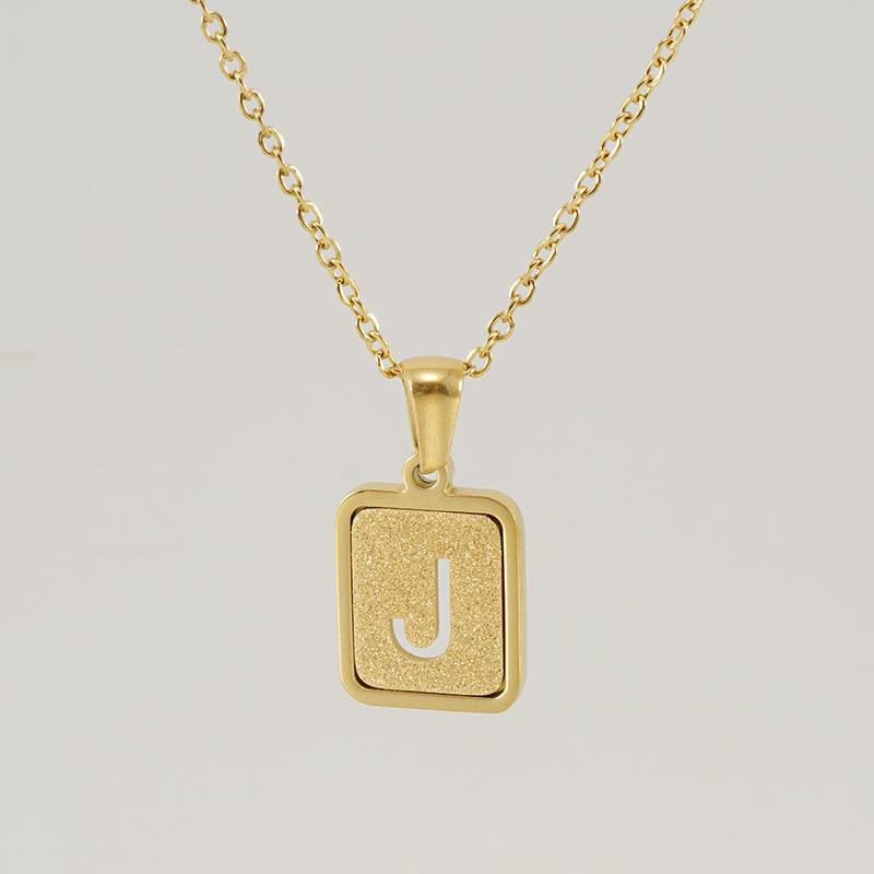 26-Letter Gold Sand Pendant Necklace for Women: Summer Collection, European/American Style, Titanium Steel, and 18K Stainless Steel Clavicle Chain.