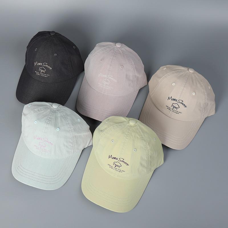 Korean Spring Thin Cotton Soft Top Curved Brim Letter Cloud Cartoon Embroidery Cute Small Fresh Summer Light Sun Baseball Cap