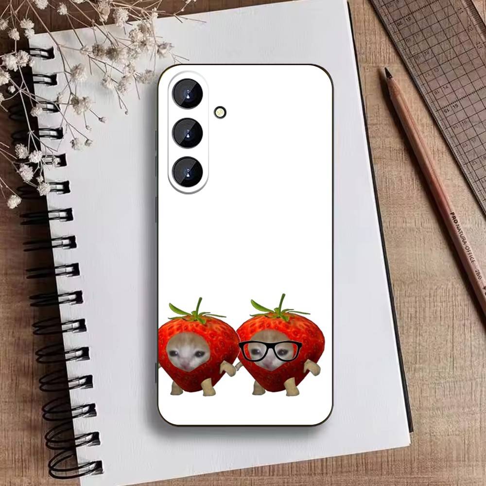Big-eyed Goofy CAT Mouse Phone Case For Samsung Galaxy A73,21,22,32,71,53,52,51,80,5G Soft Black Cover