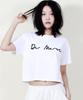 Deumakeu Rough Writing Text-Logo Crop T-Shirt White