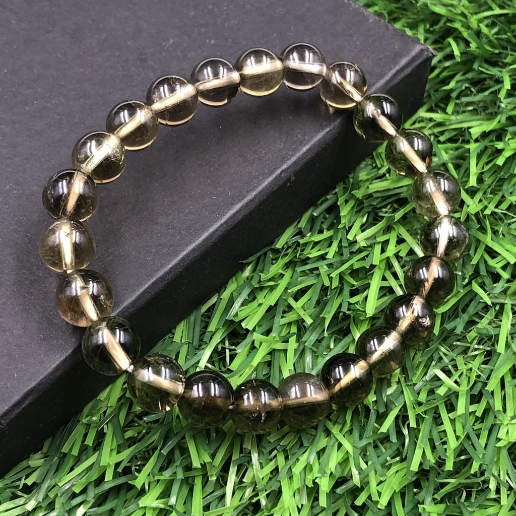 Mărgele Naturale de Topaz Fumuriu 8mm Bijuterii Brățară Topaz Hamade 7.5" Pentru Gândire Pozitivă RBB-89