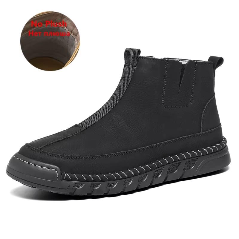 Marka Zimowe Pluszowe Buty Męskie Wodoodporne Skórzane Męskie Buty Śniegowce Outdoorowe Na Zamek Kostki Codzienne Męskie Buty
