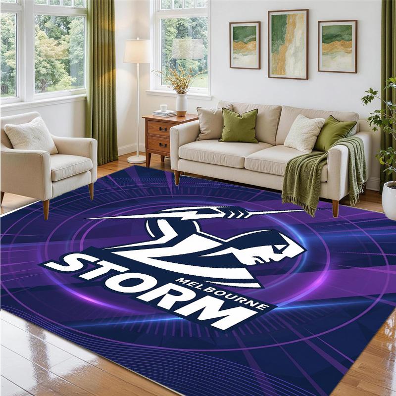 Melbourne Storm Design Crystal Velvet Rug Soft Decorative Mat for Bedroom Entrance