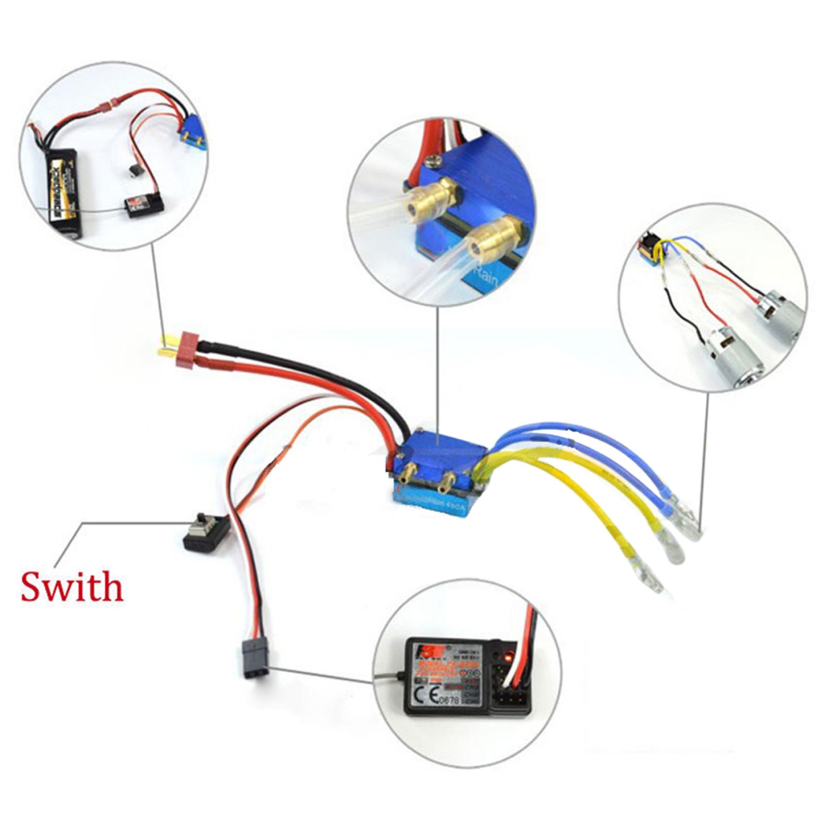 

RC 480A ESC Waterproof Brushed ESC Speed Controller with 5V/3A BEC with fan for 1/8 1/10 RC Car 380 540 550 775 Motor United States