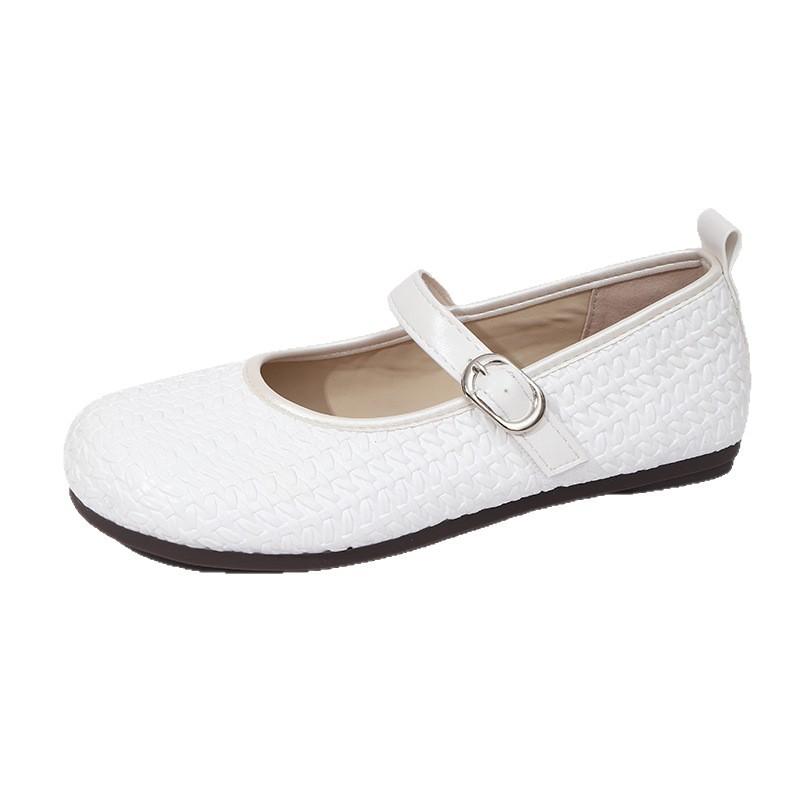 One word with super soft Mary Jane shoes women's 2025 new summer woven breathable shallow mouth single shoes ballet style flats
