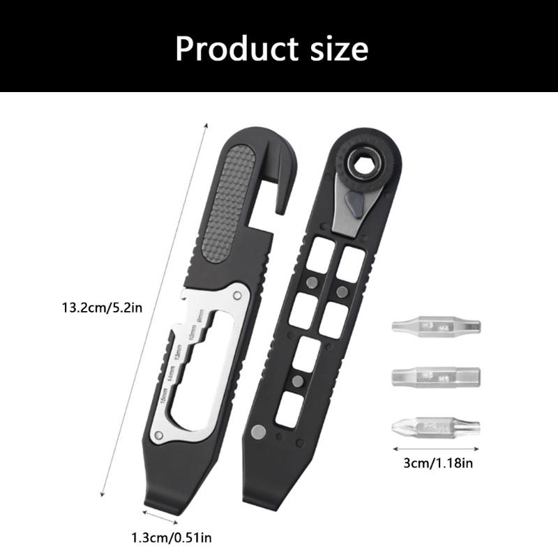 Cycle Repair Driver with Direction Control, 7-in-1 Integrated Spanner Openings and Double-Ended Attachments for Routine Bike Maintenance While