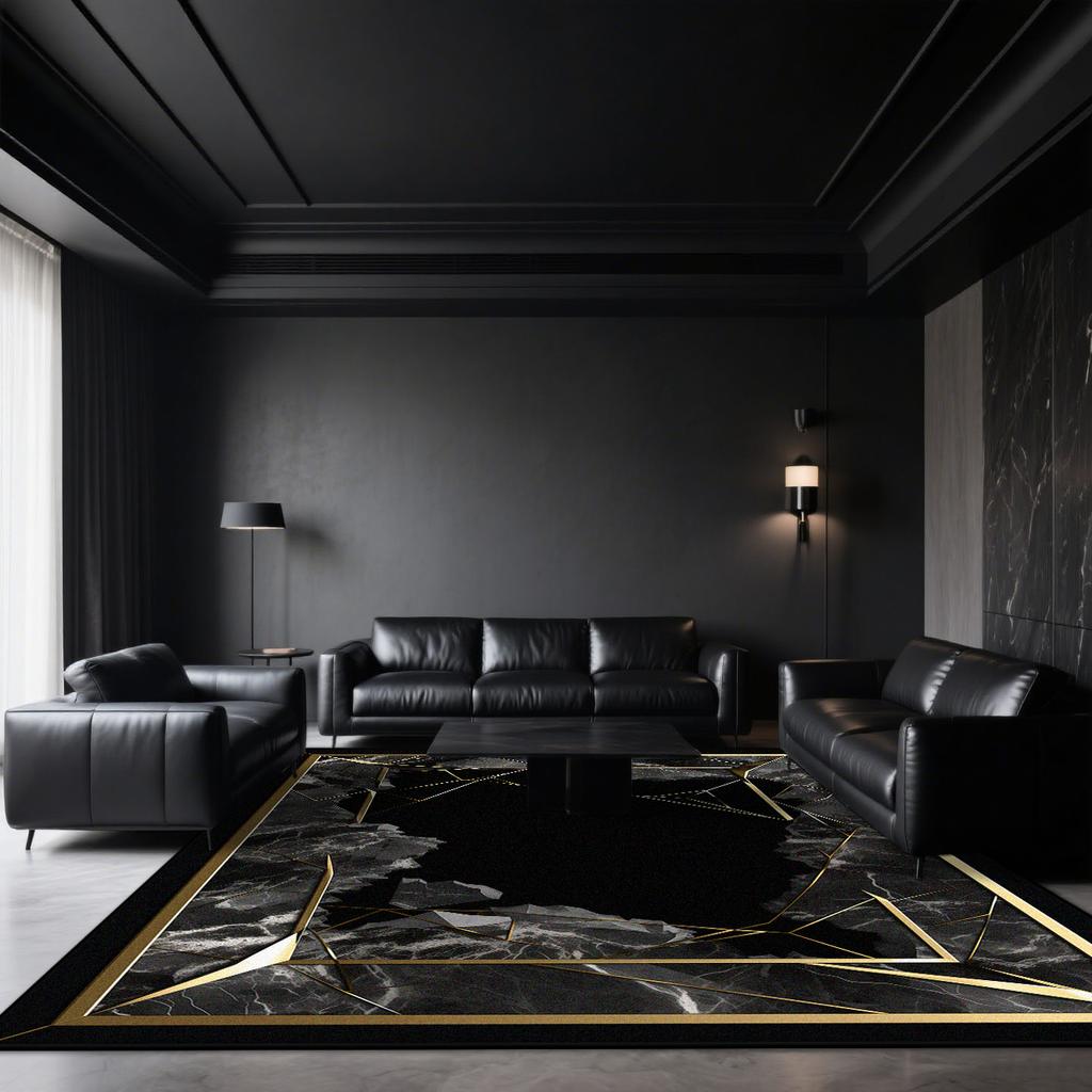 Black Marble Carpets for Living Room Dark toned Decoration Home Sofa Large Size Rugs Bedroom Cloakroom Short Velvet Floor Mat