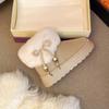 Women Snow Boots Round Toe Platform Sole Butterfly-knot String Bead Cotton Boots Fashion All-match Winter Plush Thickened Boots