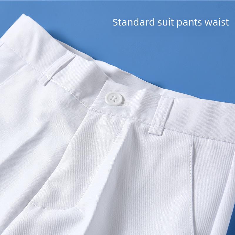 White Boys' Summer Dress Trousers for Elementary Students