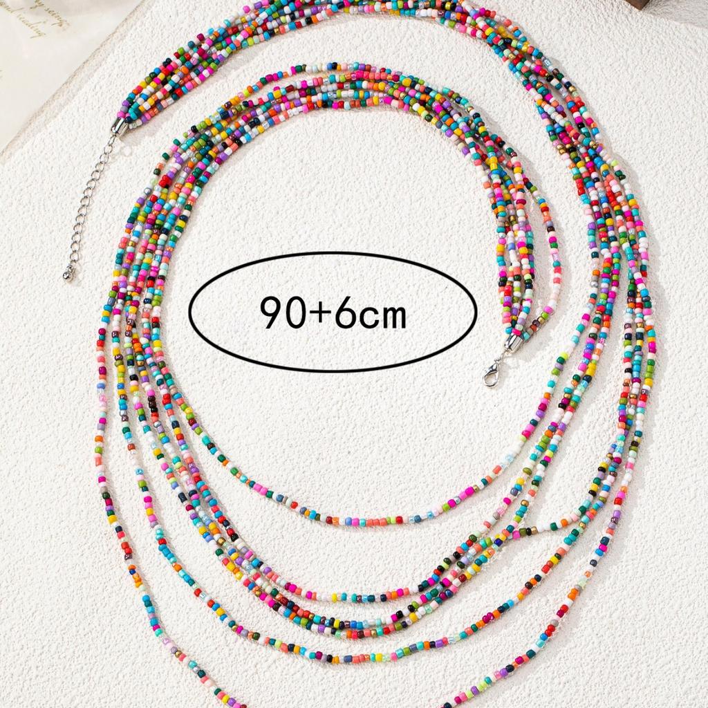 Nouveau Style Européen Américain Vente Chaude Sur Amazon Collier Fait Main en Perles de Rocaille Chaîne de Pull Colorée Mode Pour Femmes
