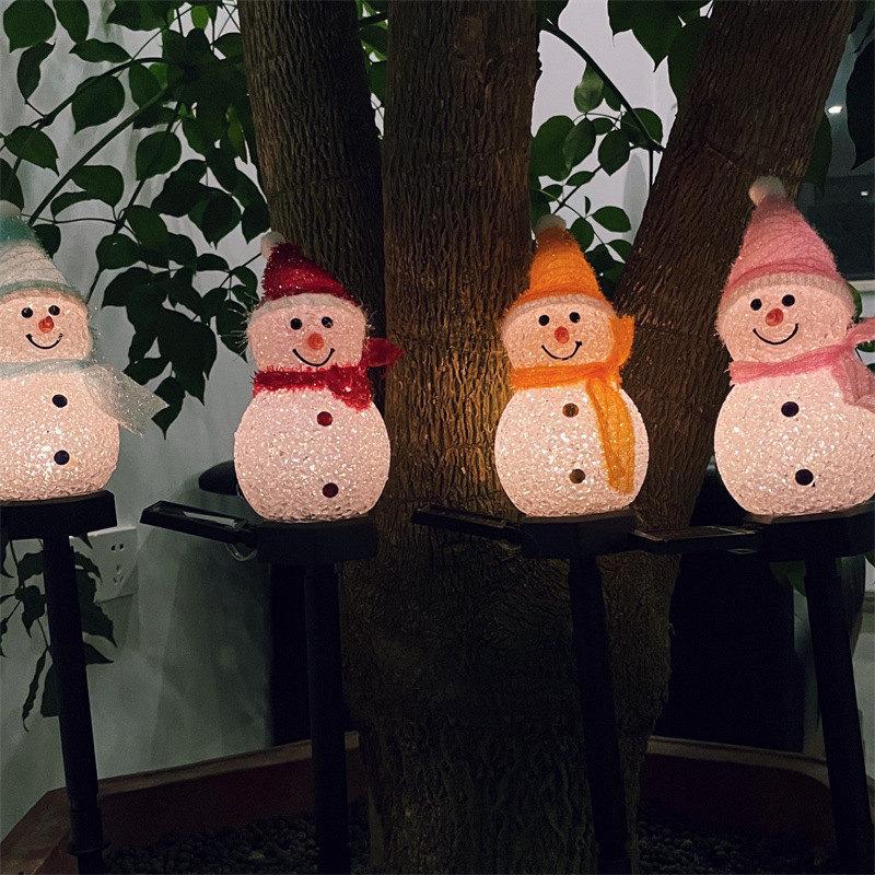 Christmas Decorations Light Solar Light Snowman Christmas Outdoor Solar Powered Stakes Lights For Corridor Patio Lawn Decoration