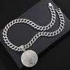 Hip Hop Alloy Letter Imbcak Pendant Necklace for Men, Street Cuban Chain Adorned with Diamonds, Basketball Necklace