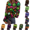 Women's Casual Long Sleeve Ribbed Knit Top Halloween Pumpkin Print Crew Neck Slim Fit Shirt for Fall Seasonal Wear