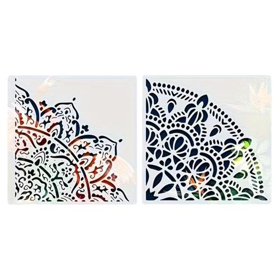 Conjunto de Estêncil para Pintura 11,8 Polegadas Grande Reutilizável Modelos de PVC com Padrões Geométricos Florais Estêncil Decorativo de Parede para Arte DIY e Decoração de Casa