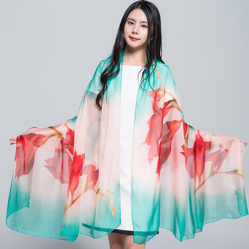 Extra Large Korean Style Chiffon Scarf - Versatile Beach Towel and Sun Protection Shawl for Women