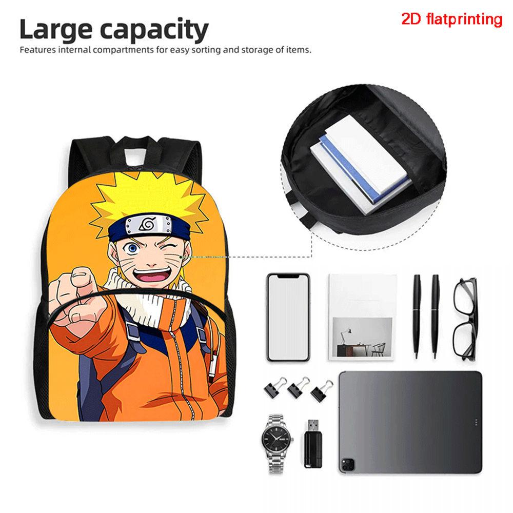 Cartoon NARUTO Pattern Lightweight Backpack With Front Pocket Adjustable Shoulder Strap Unisex Suitable For Children Age 6-10