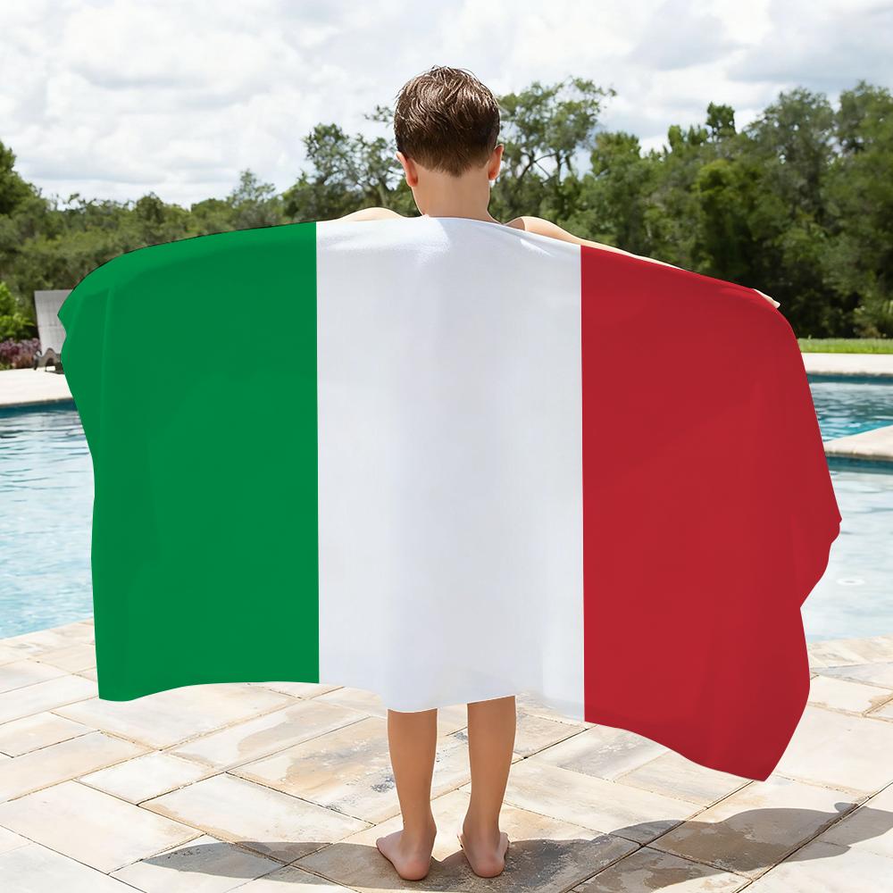 Asciugamano Bandiera d'Italia Asciugamano da Spiaggia Assorbente ad Asciugatura Rapida per Sport, Fitness, Nuoto e Attività all'Aperto