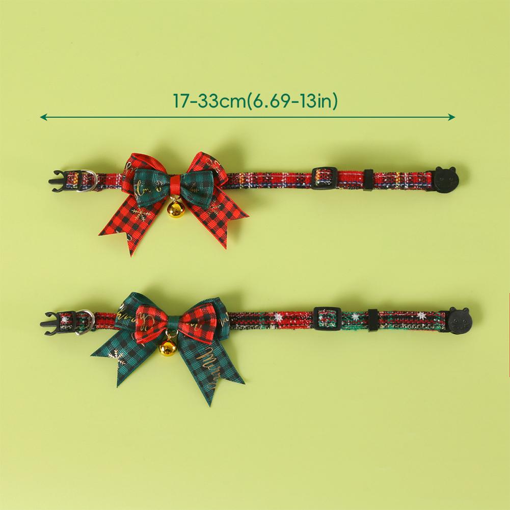 Christmas Cat Bell Collar Adjustable Soft Lucky Charm Vibrant Color Cat Party Costume Kitten Collar Pet Accessory