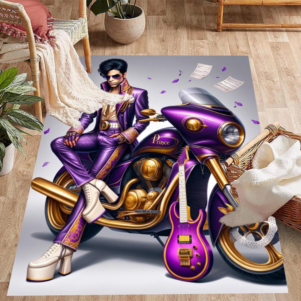 Prince Purple Guitar Performance Carpet Suitable For Outdoor Playrooms Dormitory Study Room Antislip Rug Office Home Decor Wedding Party Gift