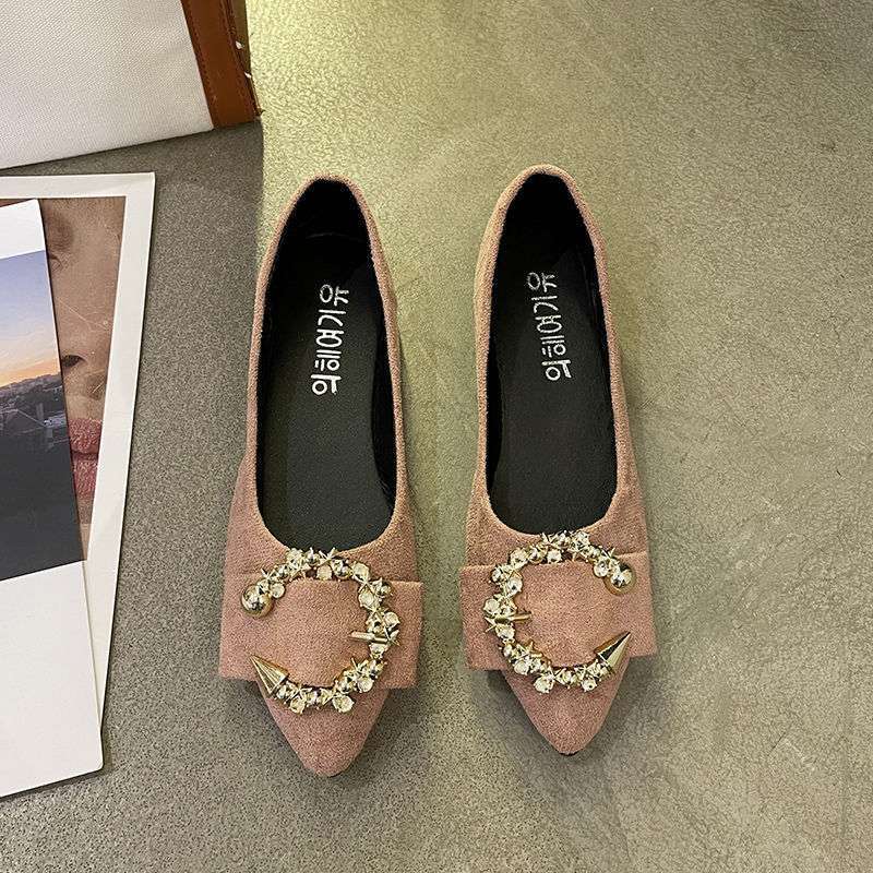 

Flat-soled single shoes women s 2025 new one-pedal women s shoes pointed-toed shallow mouth spring and autumn shoes soft-soled Doudou shoes women 40 розовый