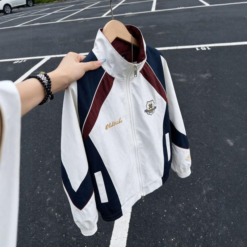 Mens Stand Collar Biker Jacket Short Varsity Baseball Coat Casual Streetwear