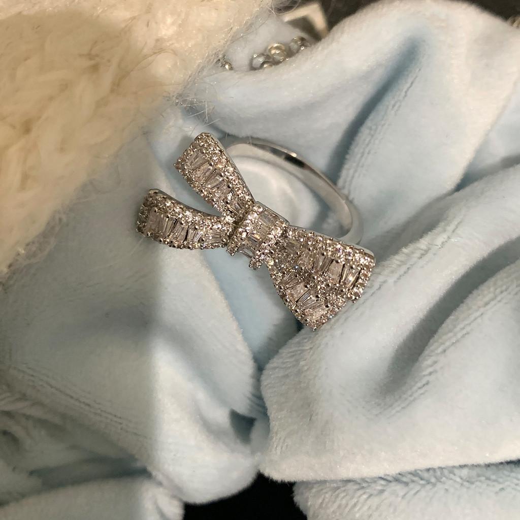 

No Ip Copper Open Bypass Ring With Zirconia Butterfly Design For Women