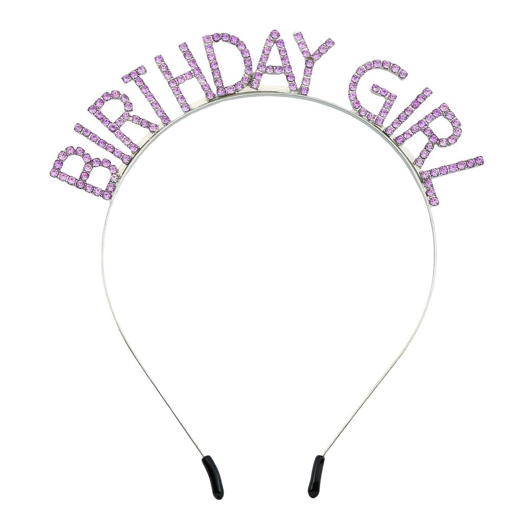 European & American Rhinestone Birthday Girl Headband: Alloy Party Gift