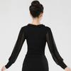 Women Dance Wear Latin Suit Ballroom Evening Dresses Costume Long Sleeves Line Dance Top + Pants Waltz Saba Suit