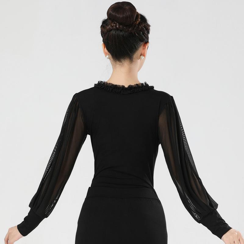 Women Dance Wear Latin Suit Ballroom Evening Dresses Costume Long Sleeves Line Dance Top + Pants Waltz Saba Suit