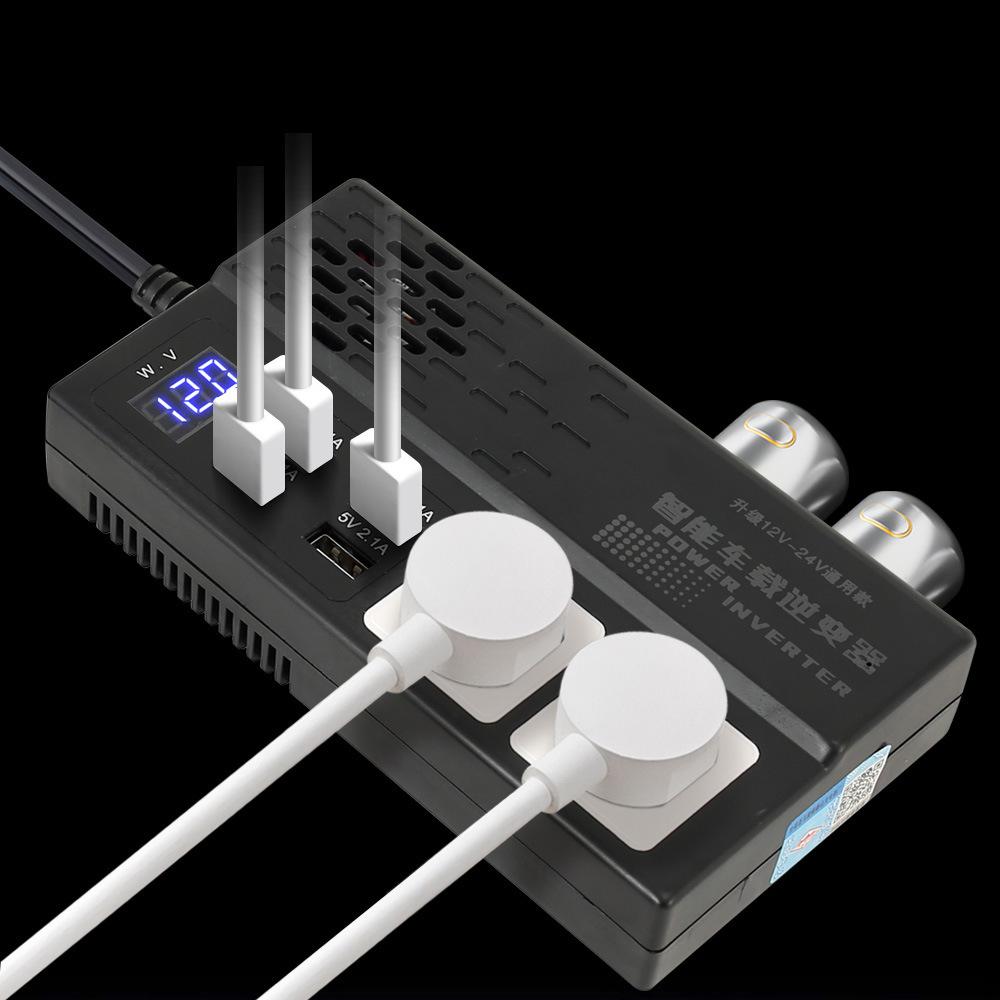 Falownik samochodowy o mocy szczytowej 500 W DC 12 V 24 V na AC 220 V 4 USB Modyfikowany przetwornik sinusoidalny z przełącznikiem ON/OFF Wyświetlacz cyfrowy