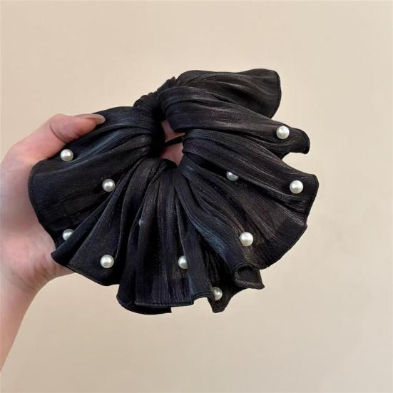 Hair Tie Imitation Pearls Large Elastic Hair Band Double Layer Soft Fabric Hair Scrunchie Hair Accessories