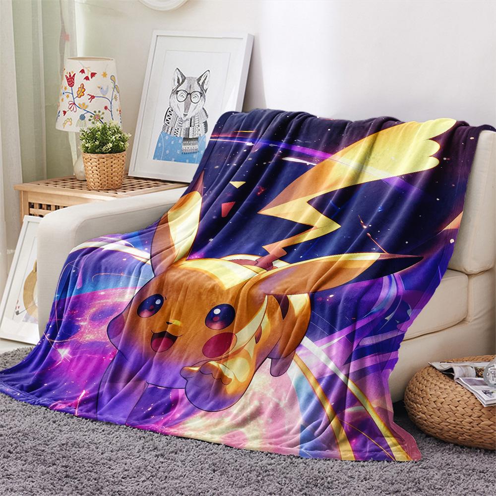 Pikachu and Eevee  Print Flannel Blanket, High quality Comfortable for All Seasons, Home Decor, Warmth and Comfort