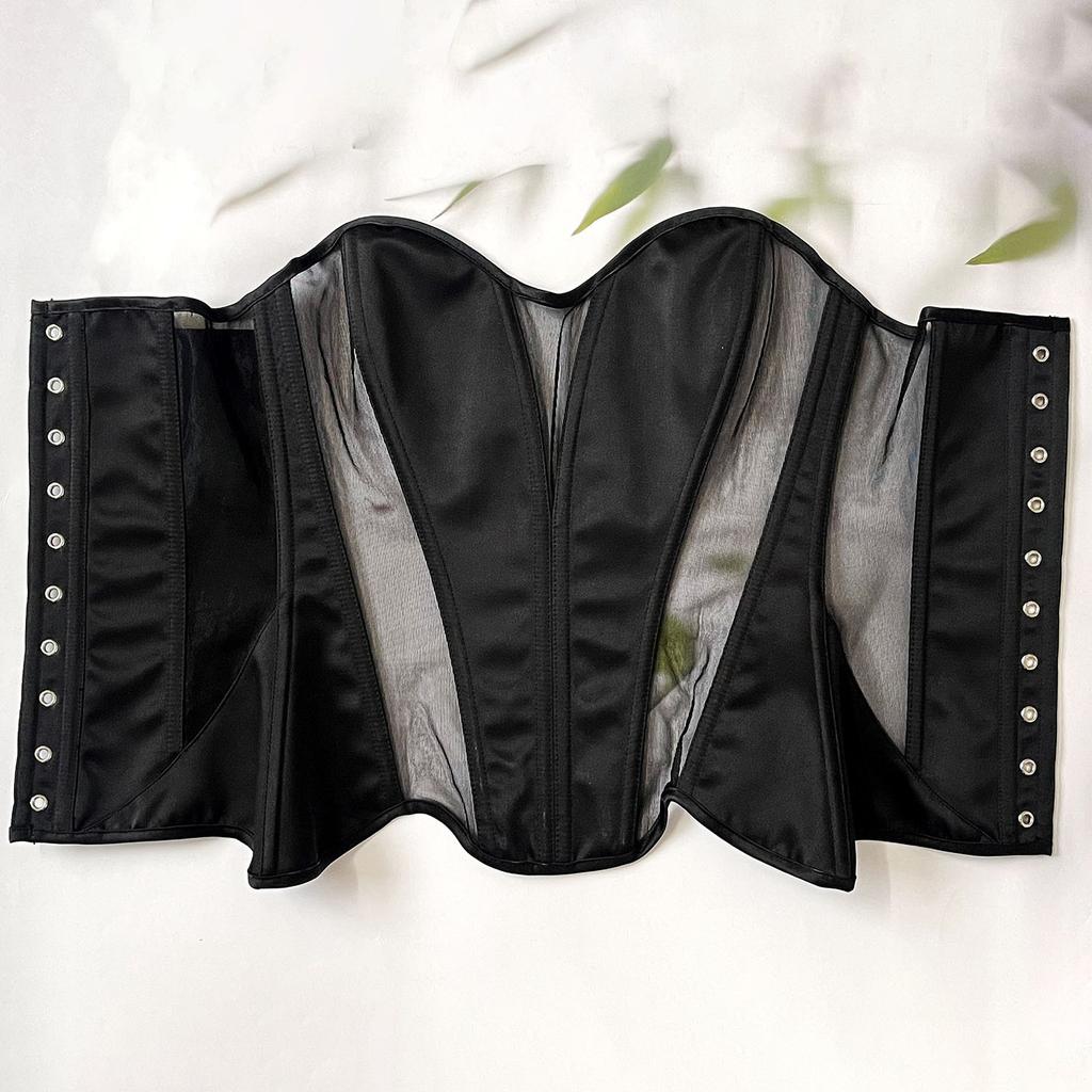 Sexy European American Ins Style Cat Ear Shaping Mesh Satin Bustier Top