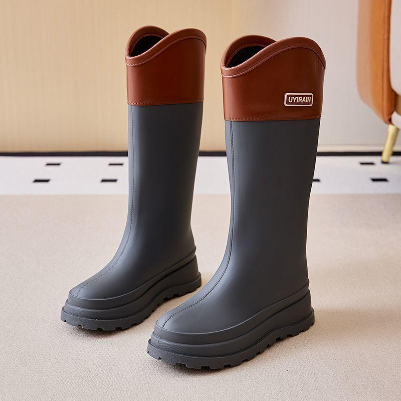 Damen Kniehohe Wasserdichte Regenstiefel Schwerlast Rutschfest Dicke Sohle Arbeits- & Küchen Wasserdichte Schuhe Große Größe