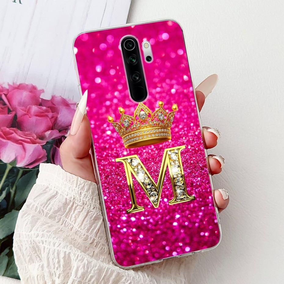 Fashion Crown Initial Letter Case For Xiaomi Redmi Note 8 Pro Note8 8T Soft Silicone TPU Cover For Redmi Note 8 8Pro Phone Cases