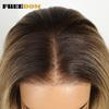 FREEDOM Synthetic Lace Front Wigs For Women 20" Ombre Blonde Wavy 6X4 Pre Plucked Wear And Go Glueless Pre-cut Layered Lace Wigs