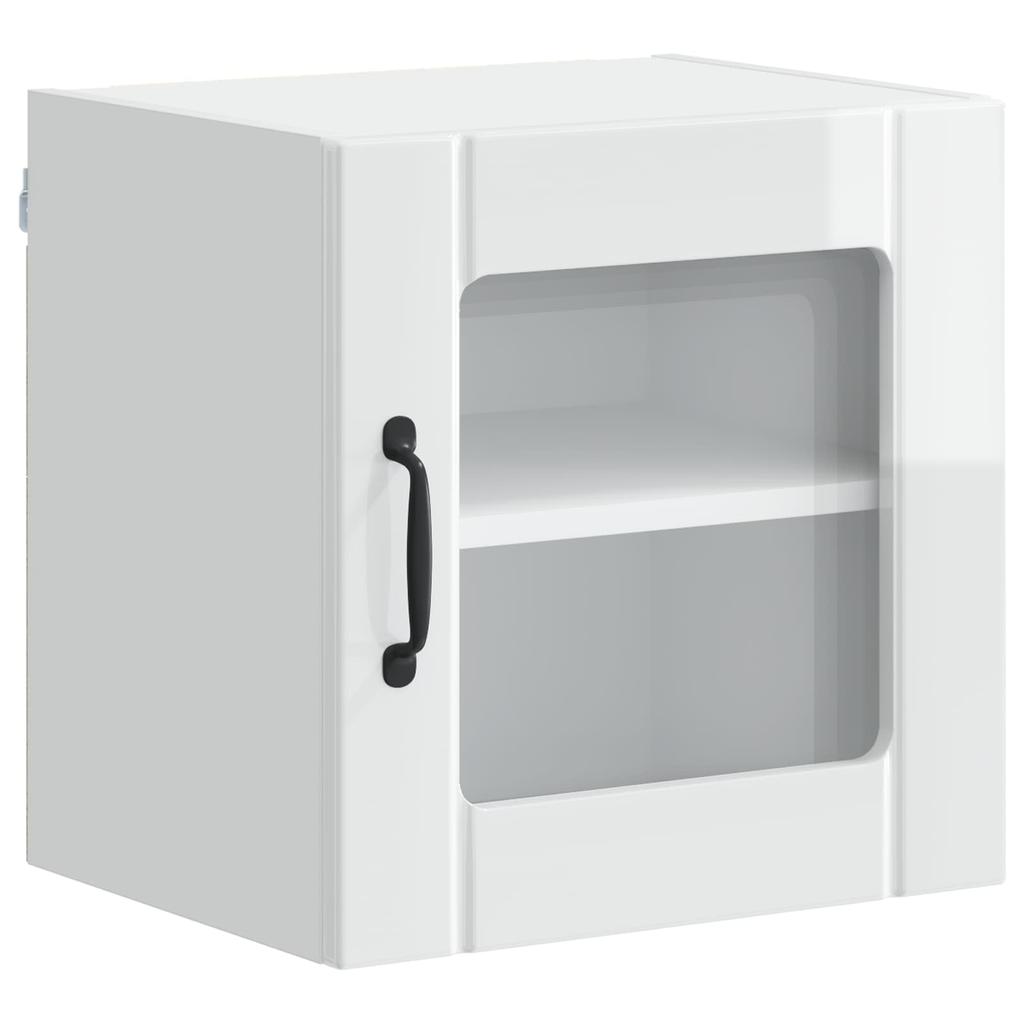 Lucca Wall Mounted Glass Cabinet High Gloss White 40 X 31 X 40 Cm