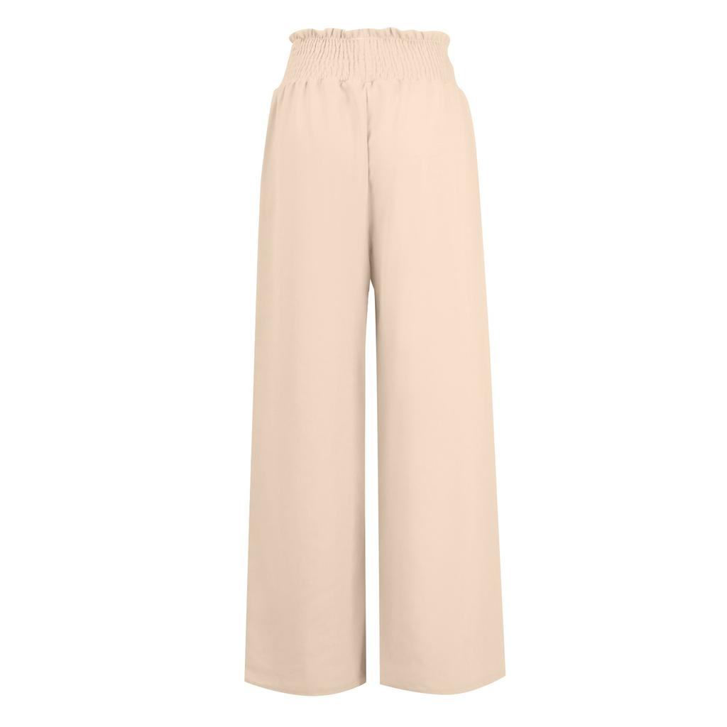 Women's Casual Fashion Colour Cotton Linen Casual Pants Wide Leg Trousers Sweatpants With Pockets