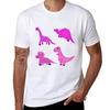 Pink Dinosaurs Tshirt Large Size Casual Short Sleeve Top Tshirt