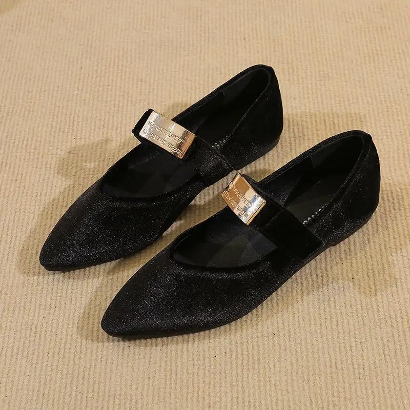 Fashion Ladies Footwear Purple One-line Buckle Office Pointed Toe Spring Summer 2025 Slip On Shoe With Discount Non Women's Flat Shoes