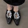 Gefaltetes Design Damen Hausschuhe Sommer Baotou Halbslipper Mode Pailletten Ausgeschnittene Hausschuhe für Damen Mueller Hausschuhe Slides