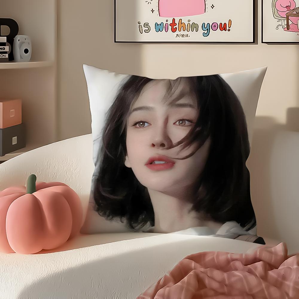 Beautiful Actress AAngelababy Cushion Cover Pillowcase Short Plush Invisible Zipper Room Sofa Cushion Cover