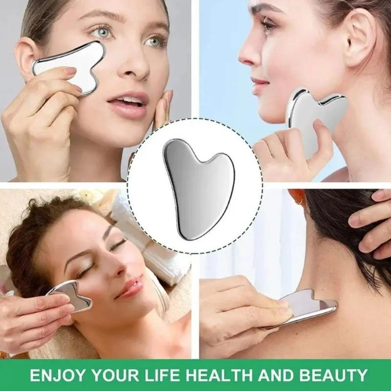 Stainless Steel Gua Sha Scraper Heart Shape Universal Face Massager Tool For Facial Beauty Eye Massage