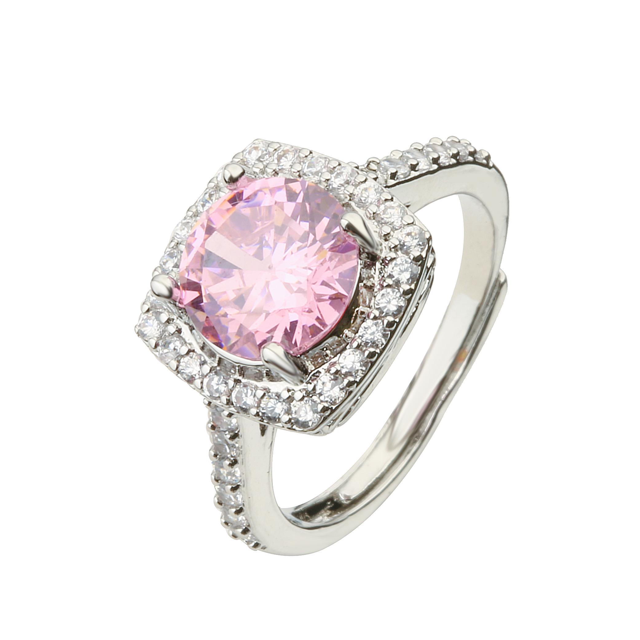 HECHENG,Round Cut Zircon Ring for Women Luxury Pink Ring Wedding Zircon Valentine s Day Gifts Hot Sale Fashion Zircon розовый/медный