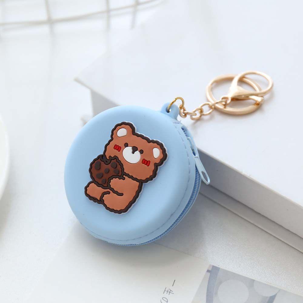 Kid Gift Cartoon Round Silicone Headset Bag Wallet Change Pouch Bag Coin Purse