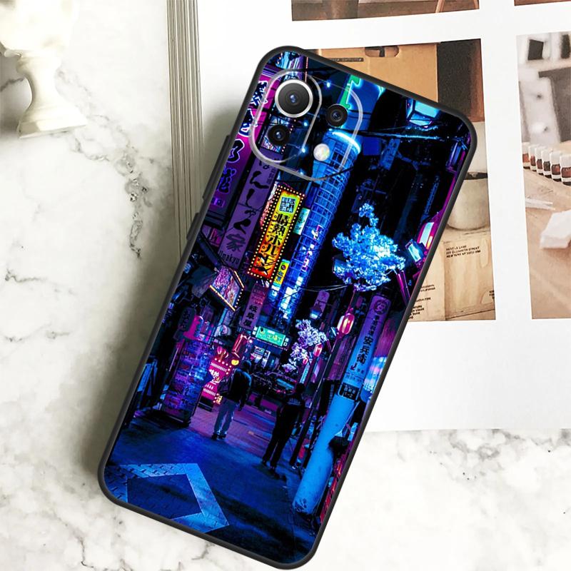Japanese Night City Aesthetic Case For POCO M6 Pro F3 F5 M5s X3 X5 X6 Pro Xiaomi 14 13 Ultra 11T 12T 13T Pro 12 Lite Cover