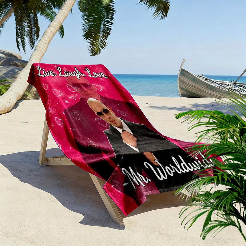 Mr. Worldwide Print Beach Towel, Large Soft Quick Dry Towel for Beach Camping Swimming