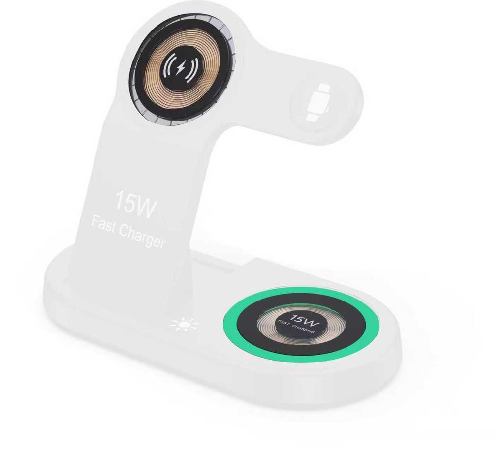 Foldable 3-in-1 Magnetic Wireless Charger for Apple Phone, Watch & Earbuds with Vertical Stand & Data Cable