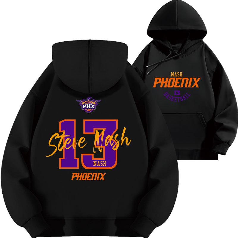2025 Steve Nash Suns hooded sweater Nash basketball loose autumn velvet thicker XS