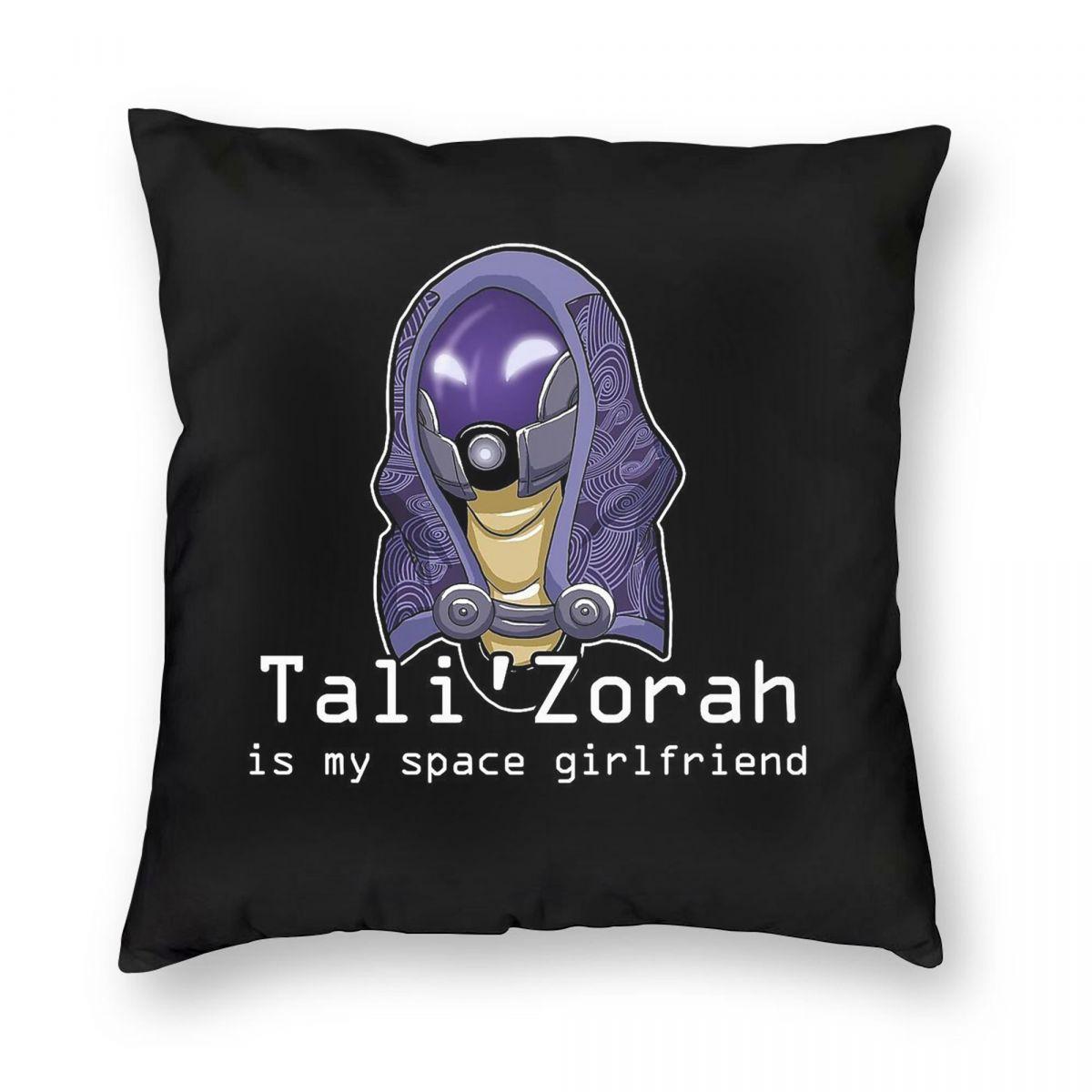 Mass Effect Tali Zorah My Girlfriend Square Pillowcase Polyester Linen Velvet Printed Decorative Pillow Case Home Cushion Cover Peach skin 18*18(CM)-1Pcs
